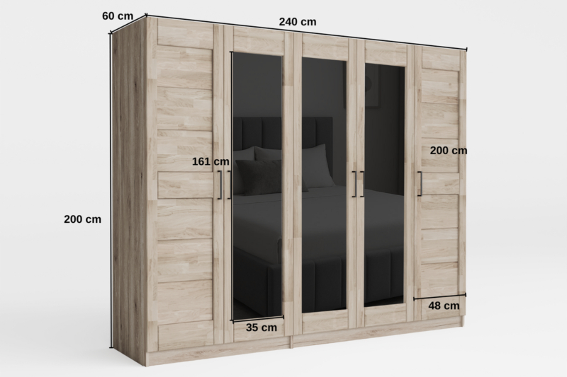 Tammepuidust riidekapp TORONTO XXL