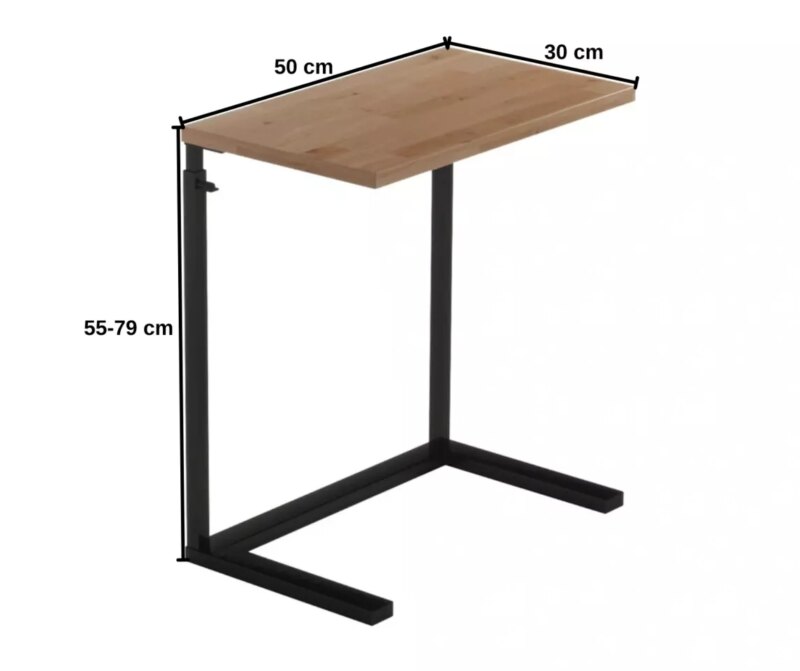 Reguleeritav diivanilaud puidust ja metallist