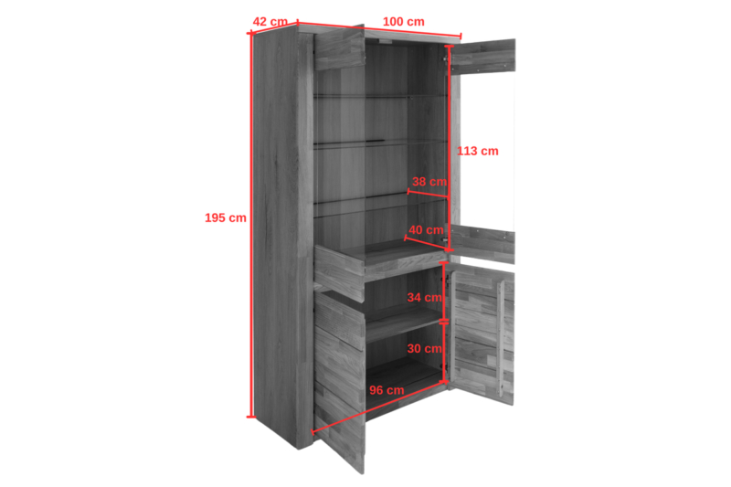 Tammepuidust vitriinkappp BRUNO 72 klaasuksega