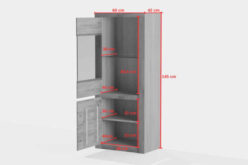 Tammepuidust vitriinkapp BRUNO 81