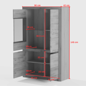Tammepuidust vitriinkapp Bruno 82