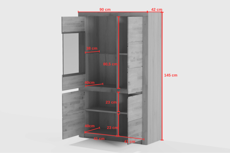 Tammepuidust vitriinkapp Bruno 82