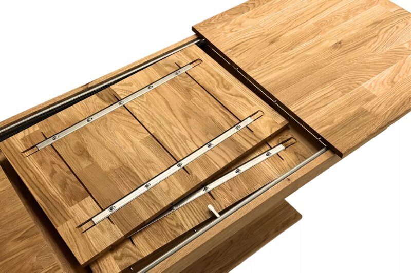 Pikendatav puidust diivanilaud riiuliga