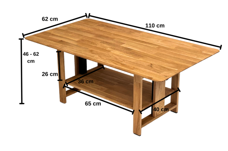 Reguleeritav tammepuidust kohvilaud OAKLY