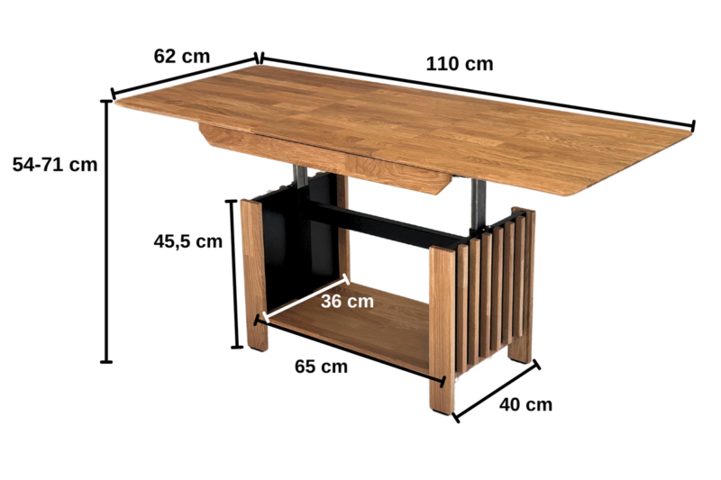 Reguleeritav tammepuidust tv-alus OREO 150