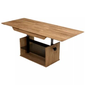 Pikendatav diivanilaud reguleeritava kõrguse ja klaasriiuliga