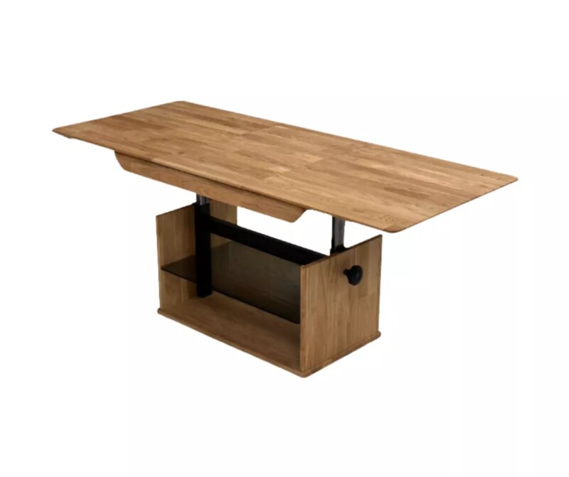 Pikendatav diivanilaud reguleeritava kõrguse ja klaasriiuliga