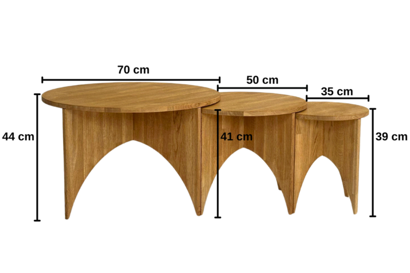 Tammepuidust kohvilaudade komplekt DIONY