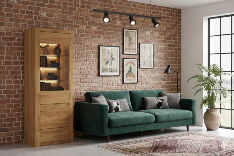 Tammepuidust vitriinkapp BRUNO 90