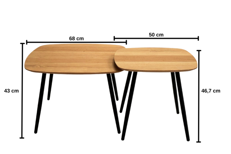 Tammepuidust kohvilaudade komplekt GEOMETRIC 91