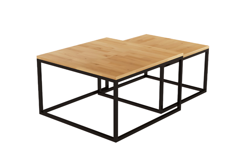 Diivanlaua komplekt KONGO tammepuidust ja metallist