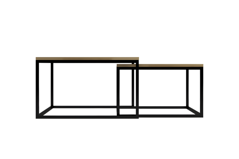 Diivanlaua komplekt KONGO tammepuidust ja metallist