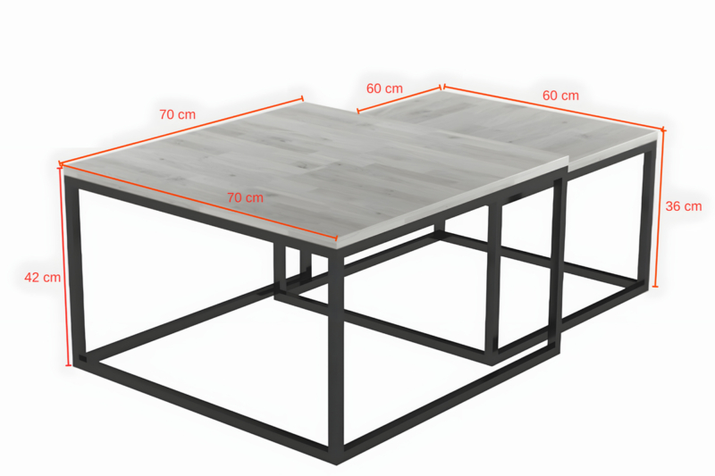 Diivanlaua komplekt KONGO tammepuidust ja metallist