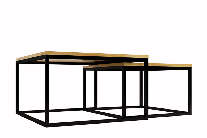 Diivanlaua komplekt KONGO tammepuidust ja metallist