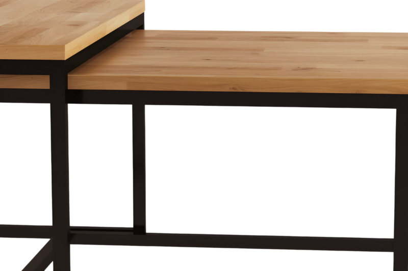 Diivanlaua komplekt KONGO tammepuidust ja metallist