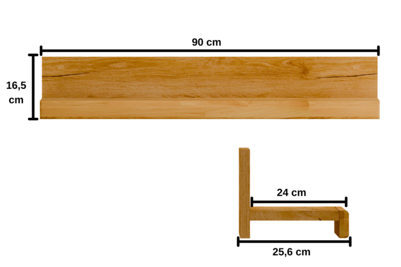 Riiuli komplekt tammepuidust 90 cm Raro 25