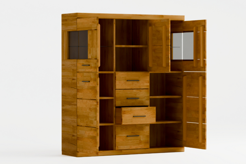 RE-84-_2_ Tammepuidust vitriinkapp RARO 84 tumendatud klaasiga