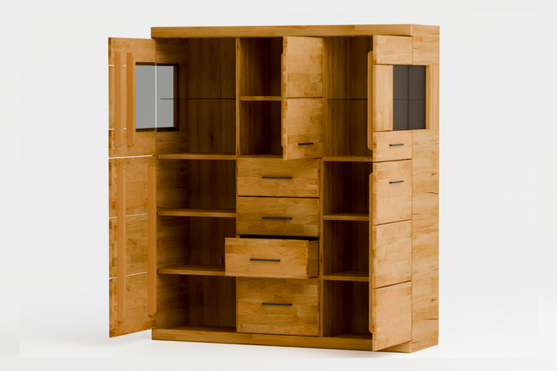 RE-84-_3_ Tammepuidust vitriinkapp RARO 84 tumendatud klaasiga