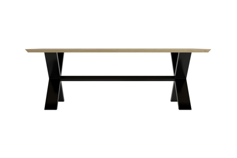 Stol-z-nogami-krzzakowymi-1 Tammest ja metallist söögilaud ristjalgadel