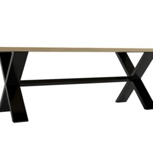 Stol-z-nogami-krzzakowymi-2 Tammest ja metallist söögilaud ristjalgadel