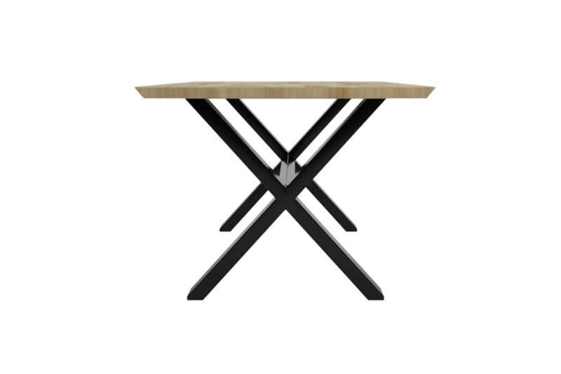 Stol-z-nogami-krzzakowymi-3 Tammest ja metallist söögilaud ristjalgadel