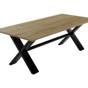 Stol-z-nogami-krzzakowymi-4 Tammest ja metallist söögilaud ristjalgadel