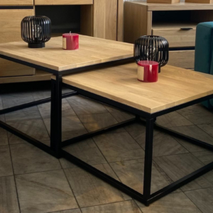 Diivanlaua komplekt KONGO tammepuidust ja metallist