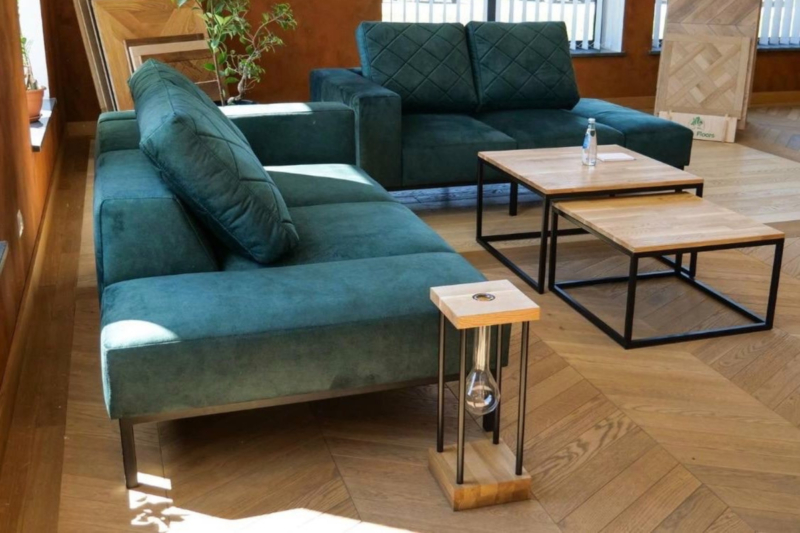 Diivanlaua komplekt KONGO tammepuidust ja metallist