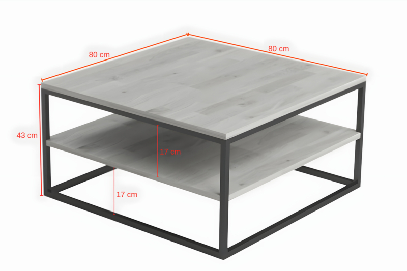 Diivanilaud metallist ja puidust  80/80 cm