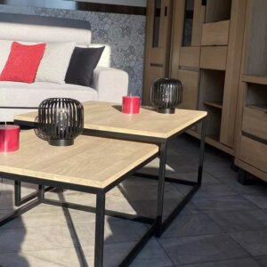 Diivanlaua komplekt KONGO tammepuidust ja metallist