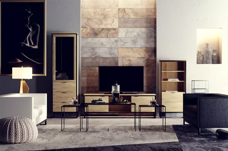 Tammepuidust vitriinkapp KONGO LOFT 06