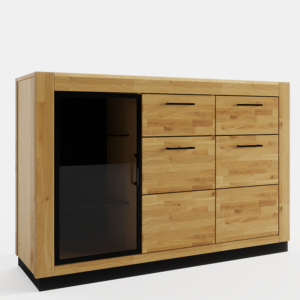 Tammepuidust kummut klaasiga NEOMI 03