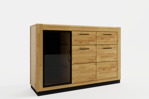 Tammepuidust kummut klaasiga NEOMI 03