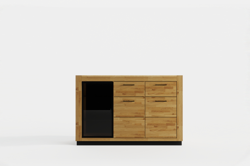 Tammepuidust kummut klaasiga NEOMI 03