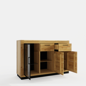 Tammepuidust kummut klaasiga NEOMI 03