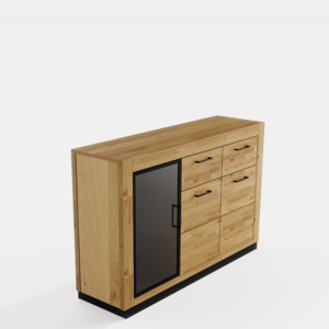 Tammepuidust kummut klaasiga NEOMI 03