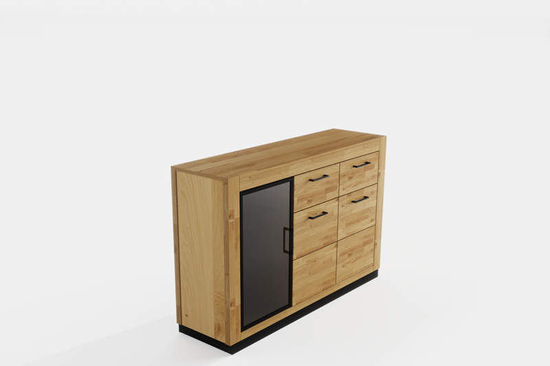 Tammepuidust kummut klaasiga NEOMI 03