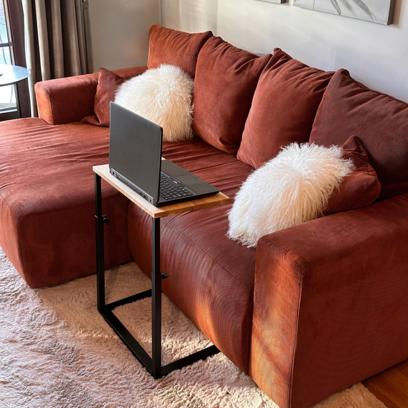 Reguleeritav diivanilaud puidust ja metallist