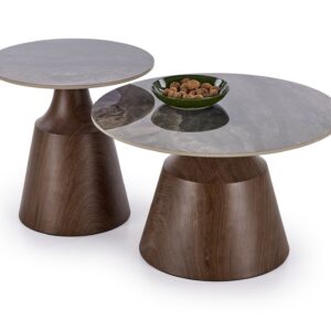 5905248139961_1 TOWER 2 tk c.tabelite komplekt pruun marmor / pähklipuu