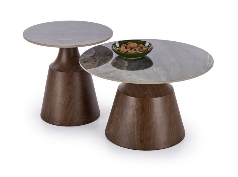 5905248139961_1 TOWER 2 tk c.tabelite komplekt pruun marmor / pähklipuu