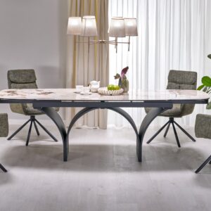 ALTER ovaalne laud, beez marmor / must