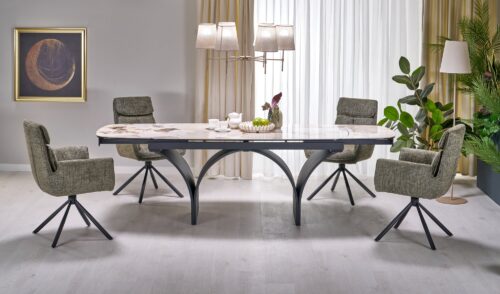 ALTER ovaalne laud, beez marmor / must