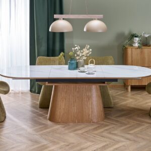 SIRIUS pikendatav laud, valge marmor / naturaalne